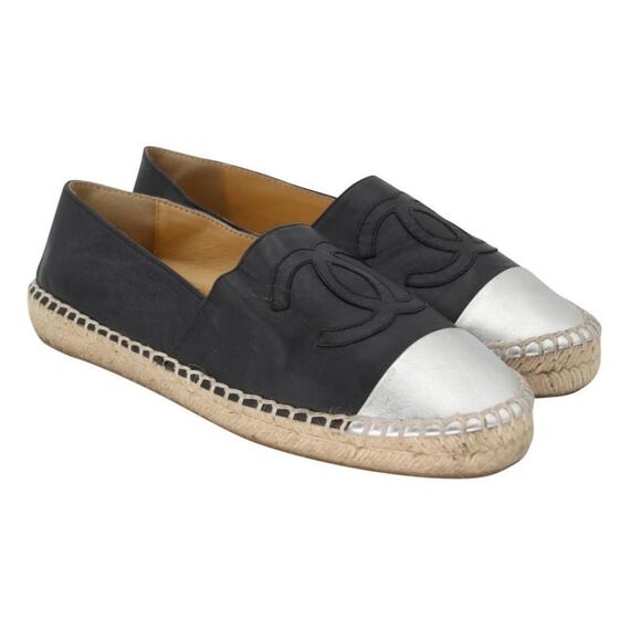 Chanel Espadrille 37 Lambskin Leather Cap Toe Flats CC-S0207P-C023 - Picture 5 of 9